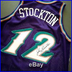 100% Authentic John Stockton Champion 97 98 Game Worn Used Signed Jersey LOA