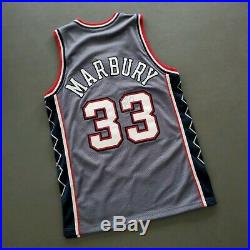 100% Authentic Stephon Marbury Vintage Champion Nets Signed Jersey Size 44 L