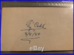 1949 TY COBB BOLD Autograph Signed Index Card PSA DNA Authenticated
