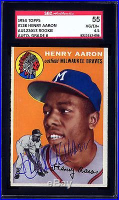 1954 Topps #128 HANK AARON Rookie RC SGC Authentic Signed Autographed Card HOF