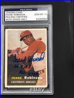 1957 Frank Robinson Topps RC Rookie #35 Signed PSA 10 Auto Career Stats Inscrip