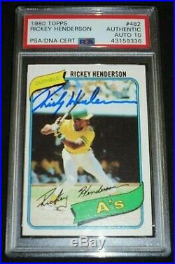 1980 Topps Rickey Henderson Signed Rookie Card Autograph RC PSA/DNA 10 Auto A's
