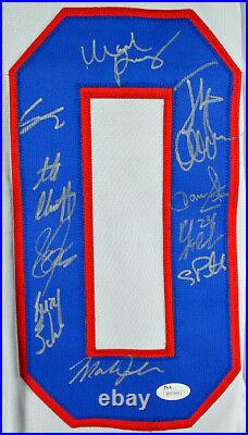 1980 USA Hockey Team (19) Signed White Jersey (Craig, Eruzione) JSA Witness