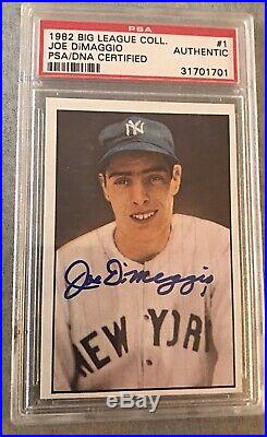 1982 Big League Collection Joe DiMaggio NY Yankees Signed/Auto. Card PSA/DNA
