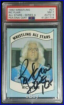 1982 Wrestling All Stars Ric Flair Signed Rookie Card Autograph With16X RC PSA 7/9