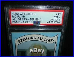 1982 Wrestling All Stars Ric Flair Signed Rookie Card Autograph With16X RC PSA 7/9