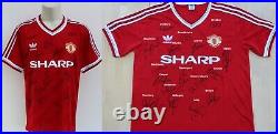 1986-88 Man Utd Home Shirt Squad Signed inc. Davenport & Stapleton COA (21586)