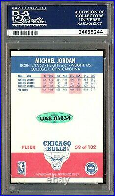 1987 Fleer Basketball #59 Michael Jordan HOF Signed PSA 8 PSA/DNA 10 AUTO UDA