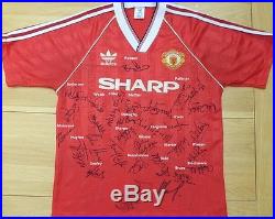 1989-90 Man Utd Original FA Cup Winners Home Shirt Signed by Squad RARE (8623)