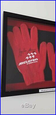 1990 McLaren pit crew gloves signed by Ayrton Senna