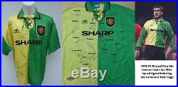 1992-93 Original Man Utd Newton Heath Squad Signed Shirt- Cantona Giggs (11977)