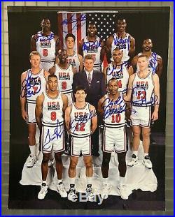 1992 USA Dream Team Olympics Signed 11x14 Photo AUTO Beckett BAS STICKER HOLO