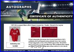1997-98 Liverpool Home Shirt Squad Signed inc. Fowler, Owen & Carragher with COA