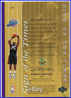 1999-00 SP Authentic Sign of the Times Gold KARL MALONE On-Card Auto #/25 Rare