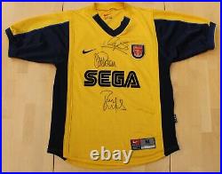 1999-01 Official Arsenal Away Shirt Signed by Parlour, Merson & Groves COA Proof