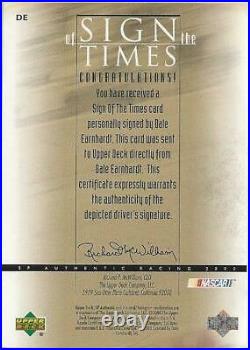 2000 Upper Deck SP Authentic Sign Of The Times Dale Earnhardt Sr. Autograph Card
