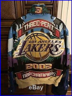 2002 XXL LA Lakers Jeff Hamilton 3peat NBA Champ Leather Jacket Kobe Signed NEW