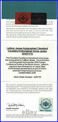 2003 Lebron James Signed Rookie Jersey 1 Of Earliest Signatures Cleveland Uda