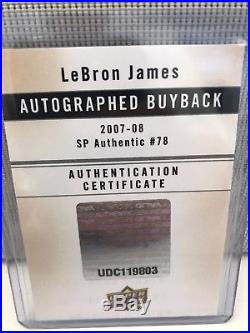 2007-08 SP Lebron James Auto BUYBACK Authentic 2014 Signed 2/5 UD COA BGS 9/10