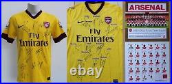 2010-11 Arsenal Away Shirt Squad Signed inc. Wenger & Rosicky + COA, Map & Proof