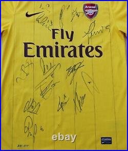 2010-11 Arsenal Away Shirt Squad Signed inc. Wenger & Rosicky + COA, Map & Proof