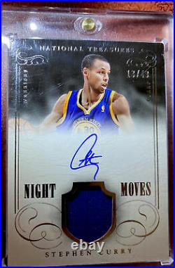 2013 Treasures STEPHEN CURRY On Card Auto /49 PATCH Night Moves Gem Mint Nm