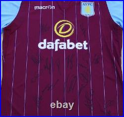 2014-15 Aston Villa FA Cup Finalists Home Shirt Squad Signed inc. Jack Grealish