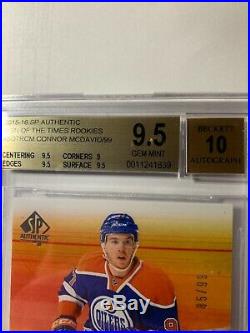 2015-16 Connor Mcdavid Sp Authentic Sign Of The Times Rookies Auto 85/99 Bgs 9.5