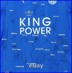 2015-16 Leicester City Champions Squad Signed Home Shirt + Signature Map (9100)