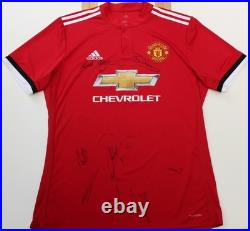 2017-18 Manchester United Home Shirt Multi signed inc. Robson & Pogba COA & Map