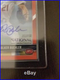 2018 Bowman Chrome Red Walker Buehler Auto National Exclusive #d 3/5 Signed Card