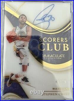 2019-20 Immaculate Acetate Scorers Club Stephen Curry Signed AUTO 42/75 Warriors