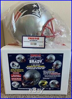 2019 TRISTAR Hidden Treasures Totally Tom Brady Signed FS HelmetPatriots 4inscr