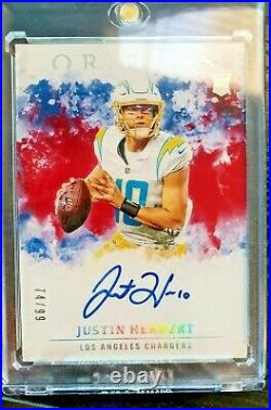 2020 Origins Justin Herbert Rookie Red ON CARD Auto #74/99 Chargers Hard Signed