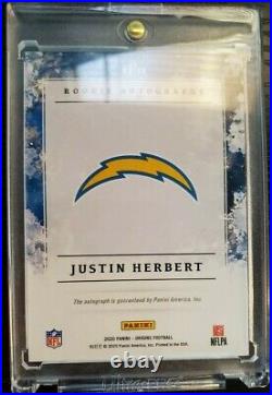 2020 Origins Justin Herbert Rookie Red ON CARD Auto #74/99 Chargers Hard Signed