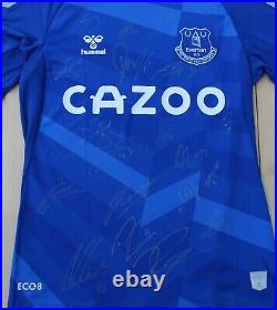 2021-22 Everton Home Shirt Squad Signed Calvert-Lewin & Richarlison Official COA