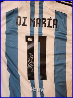 2022 World Cup Argentina Angel Di Maria Signed Soccer Jersey Beckett