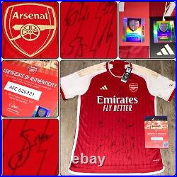 2023-2024 Arsenal Squad Signed Shirt (x16 Inc. Saka) AFC Hologram COA