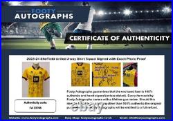 2023-24 Sheffield United Away Shirt Squad Signed + COA, Map & Exact Photo Proof