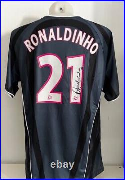21 Ronaldinho shirt signed autographs Paris Saint Germain away soccer jersey COA