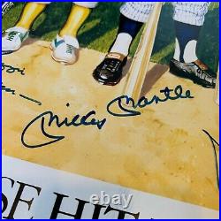 500 Home Run Club Signed Lithograph Mickey Mantle Willie Mays Hank Aaron JSA COA