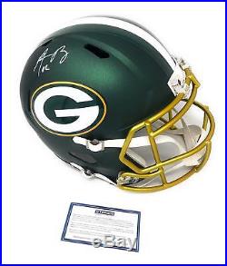 Aaron Rodgers Green Bay Packers Signed Autograph Full Size Blaze Speed Helmet St