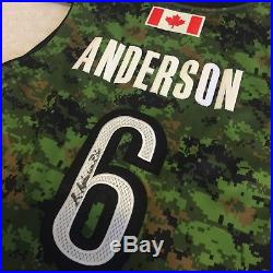 Adidas Toronto Raptors Anderson Signed Game Issued Pro Cut Military Camo Jersey