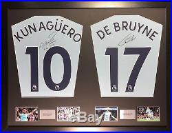 Aguero and De Bruyne Manchester City framed signed shirt display