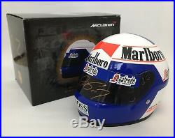 Alain Prost SIGNED 1/2 half scale helmet, 1985 Marlboro McLaren Formula 1, MIB