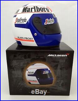 Alain Prost SIGNED 1/2 half scale helmet, 1985 Marlboro McLaren Formula 1, MIB