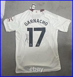 Alejandro Garnacho Manchester United Signed 23/24 third Football Shirt + COA