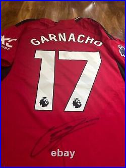 Alejandro Garnacho Signed Manchester United Home Shirt Wit Coa Included