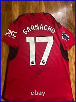 Alejandro Garnacho Signed Manchester United Home Shirt Wit Coa Included