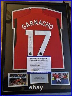 Alejandro Garnacho Signed and Framed Manchester United Shirt With COA